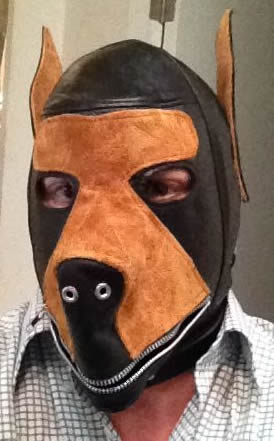 leather dog hood